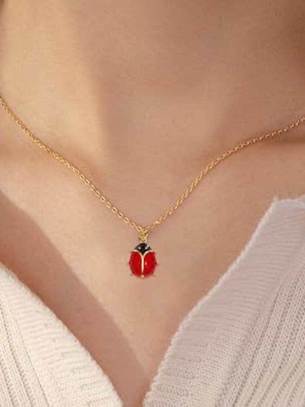 Neiman Marcus 14K Gold Plated Ladybug Charm Necklace